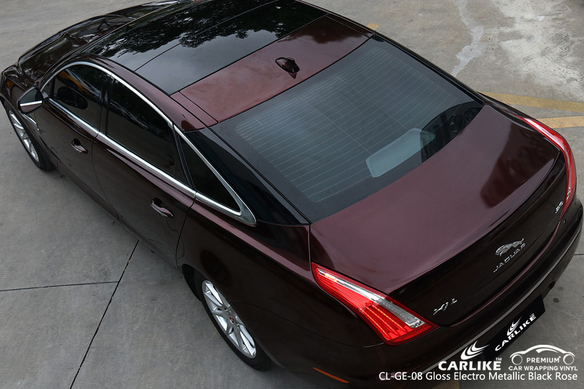 CARLIKE CL-GE-08 gloss electro metallic black rose car wrap vinyl for Jaguar