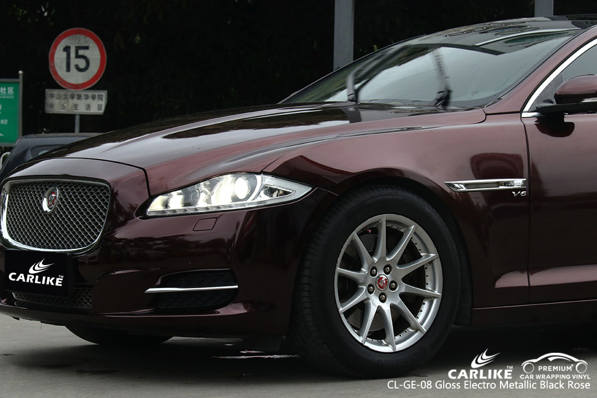 CARLIKE CL-GE-08 gloss electro metallic black rose car wrap vinyl for Jaguar