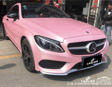 CL-GE-15 gloss electro metallic cherry pink vinyl car wrapping near me for Mercedes-Benz