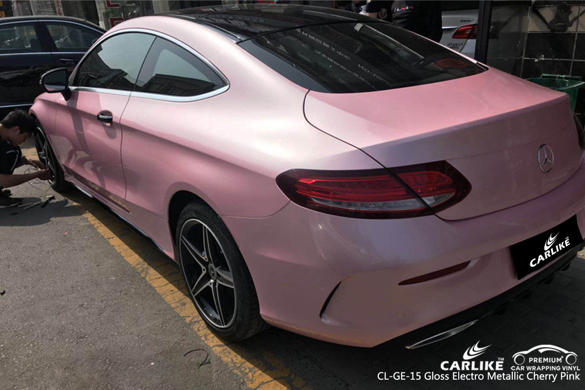CARLIKE CL-GE-15 gloss electro metallic cherry pink car wrap vinyl for Mercedes-Benz