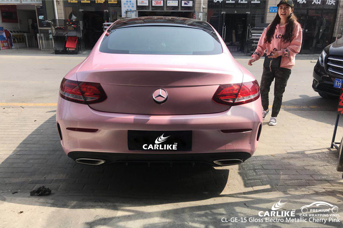 CARLIKE CL-GE-15 gloss electro metallic cherry pink car wrap vinyl for Mercedes-Benz