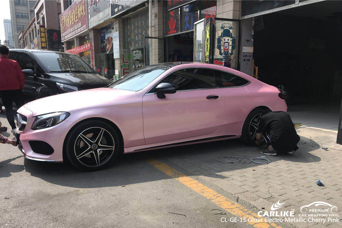 CARLIKE CL-GE-15 gloss electro metallic cherry pink car wrap vinyl for Mercedes-Benz