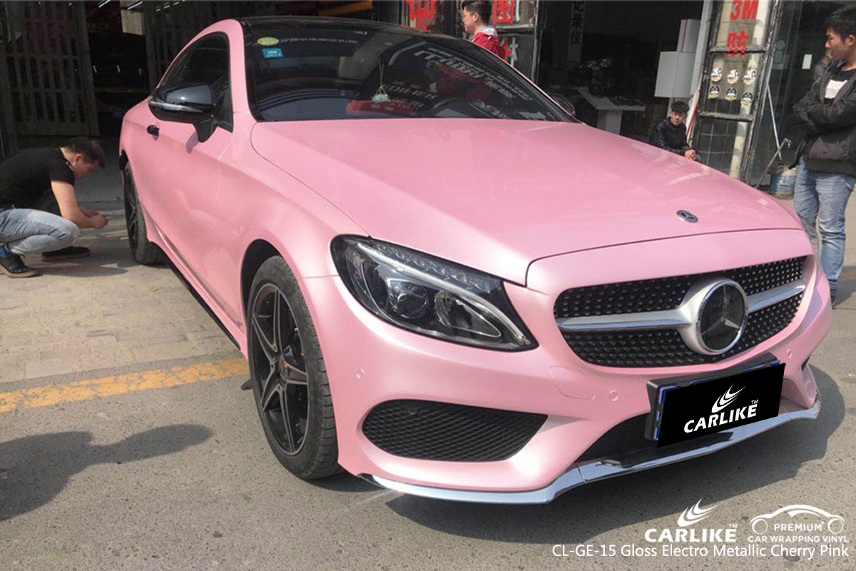 CARLIKE CL-GE-15 gloss electro metallic cherry pink car wrap vinyl for Mercedes-Benz