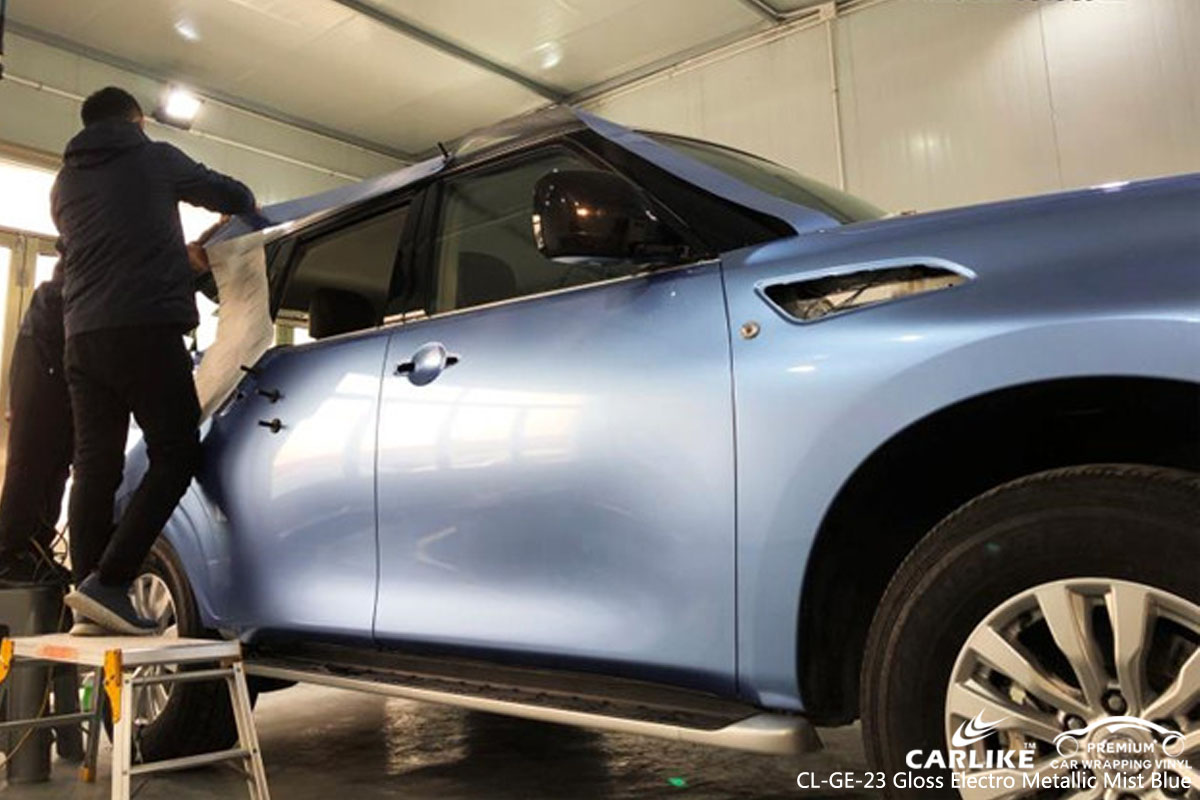 CARLIKE CL-GE-23 gloss electro metallic mist blue car wrap vinyl for Nissan