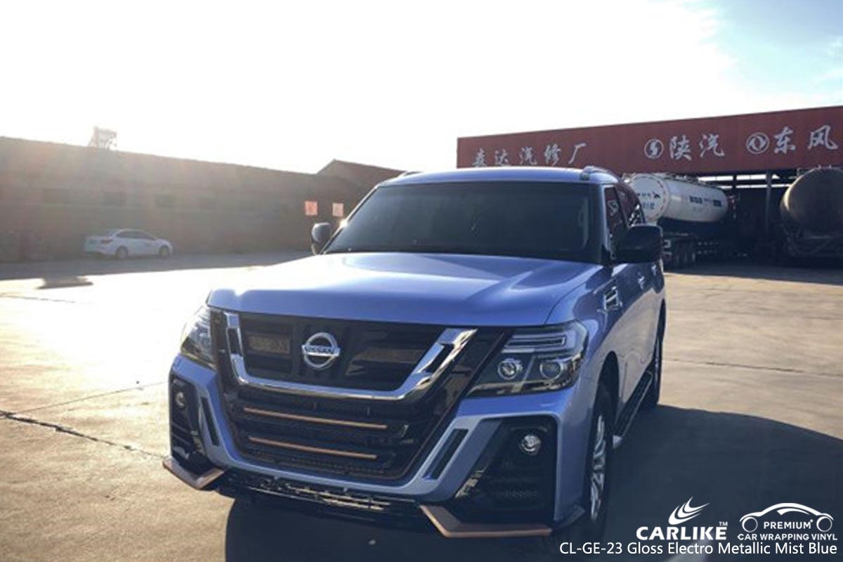 CARLIKE CL-GE-23 gloss electro metallic mist blue car wrap vinyl for Nissan