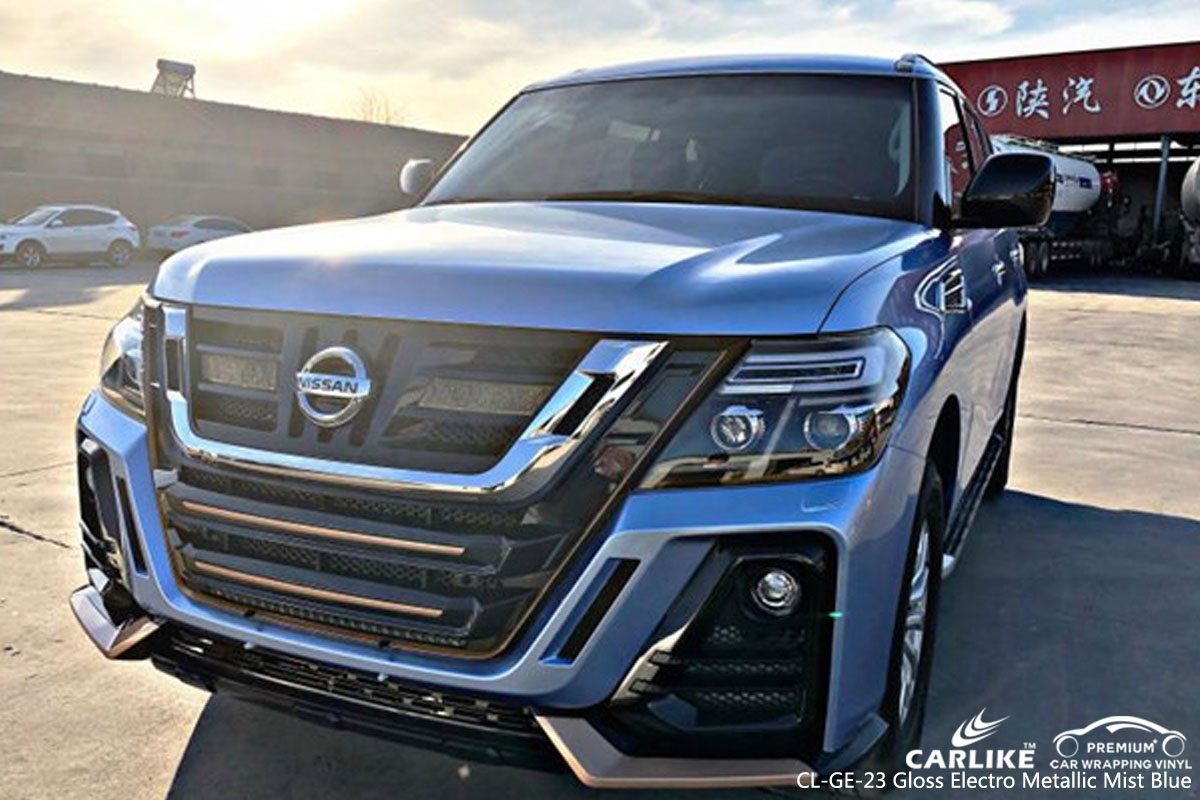 CARLIKE CL-GE-23 gloss electro metallic mist blue car wrap vinyl for Nissan