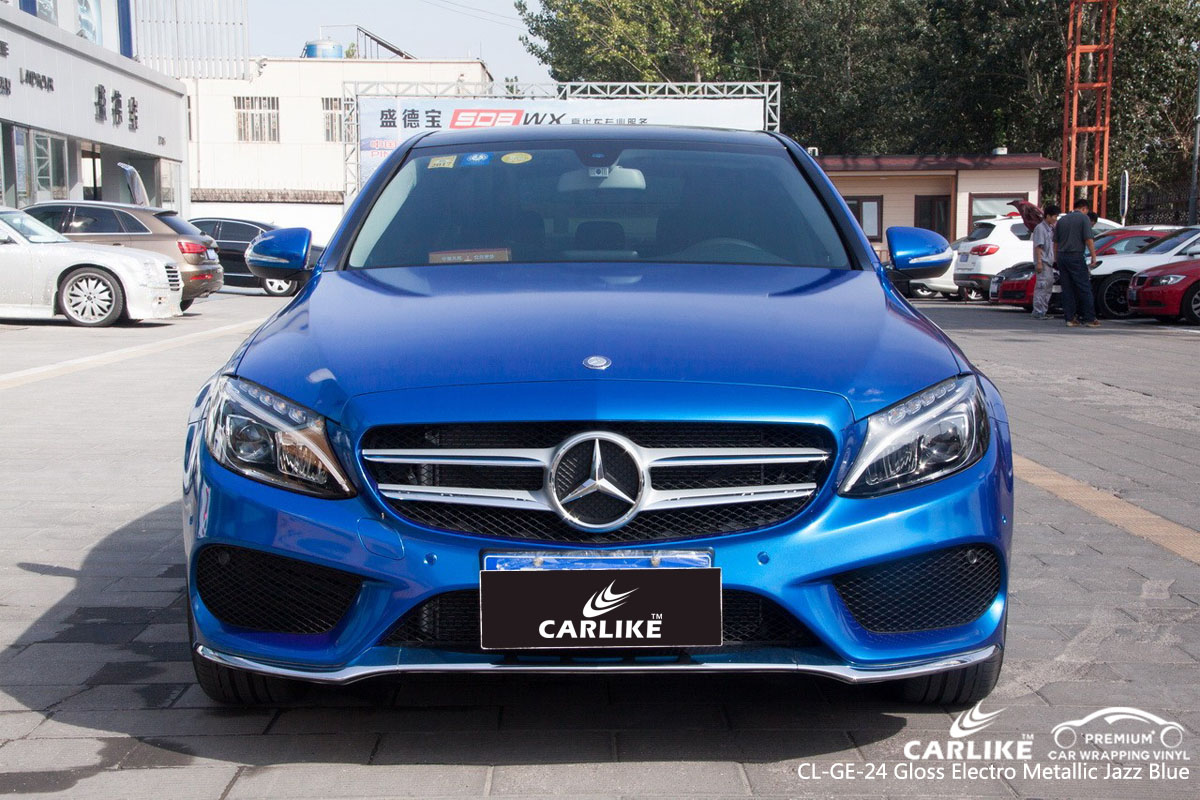 CARLIKE CL-GE-24 gloss electro metallic jazz blue car wrap vinyl for Mercedes-Benz