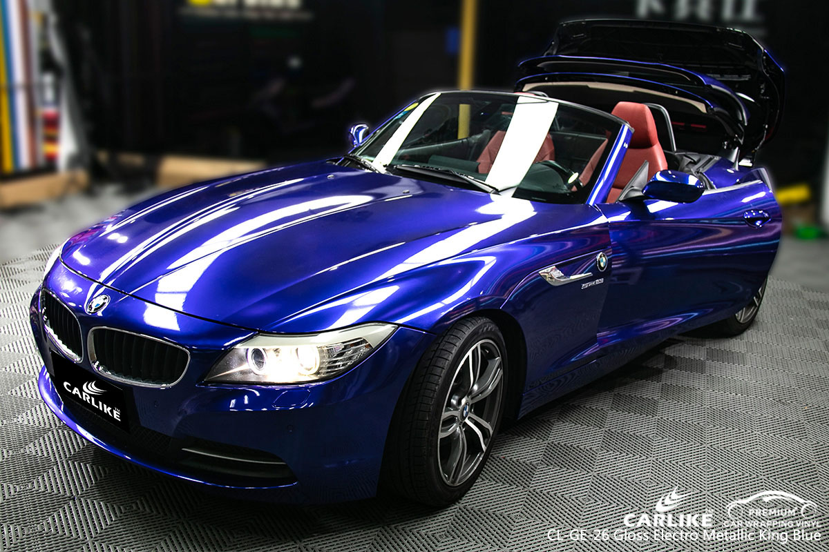 CARLIKE CL-GE-26 gloss electro metallic king blue car wrap vinyl for BMW