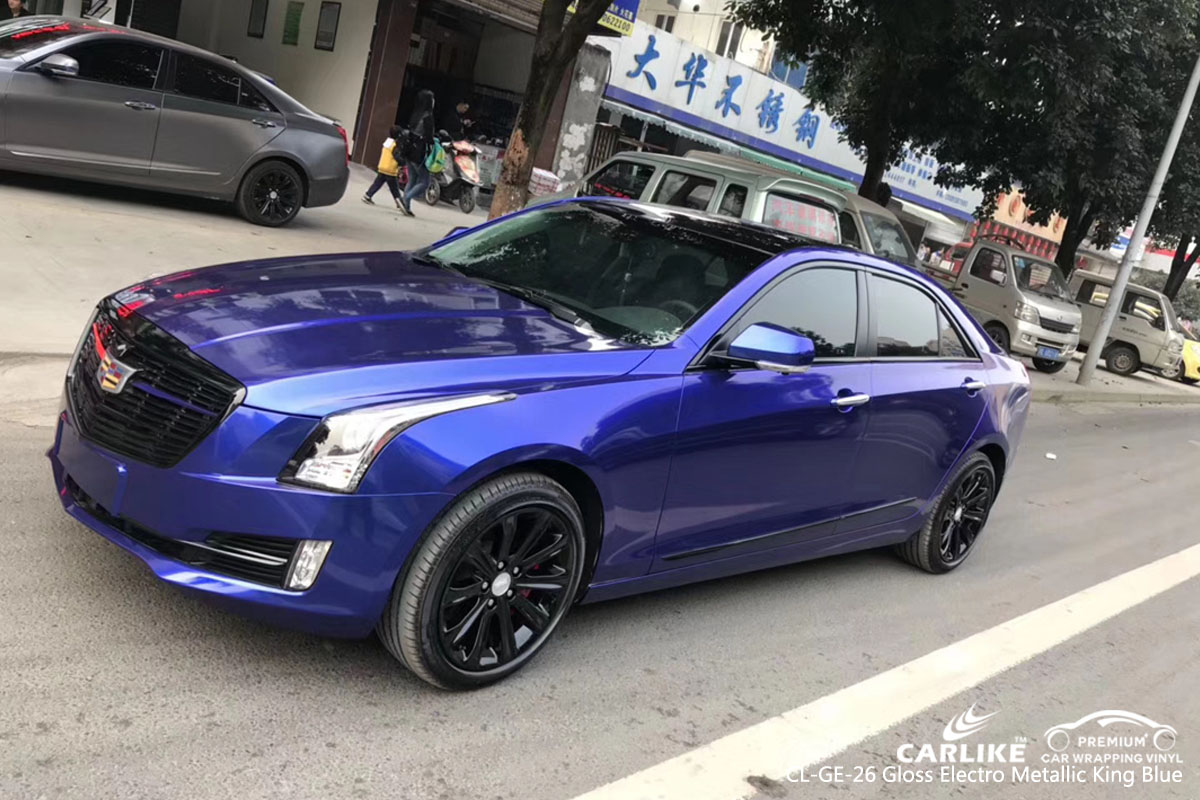 CARLIKE CL-GE-26 gloss electro metallic king blue car wrap vinyl for Cadillac