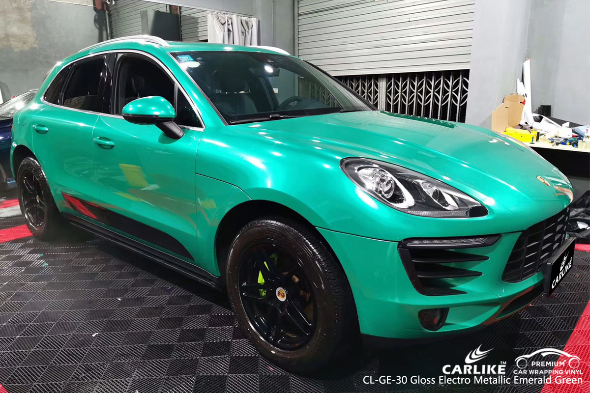 CARLIKE CL-GE-30 gloss electro metallic emerald green car wrap vinyl for Porsche