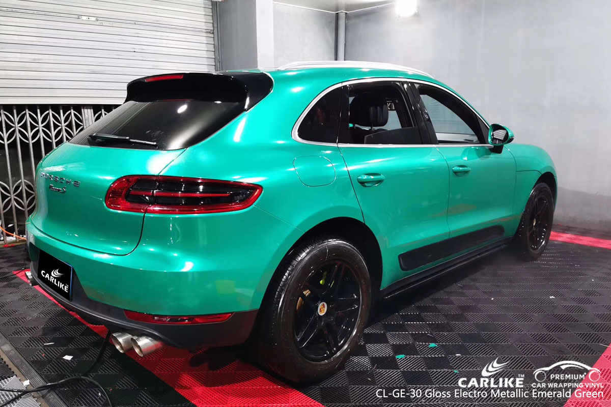 CARLIKE CL-GE-30 gloss electro metallic emerald green car wrap vinyl for Porsche