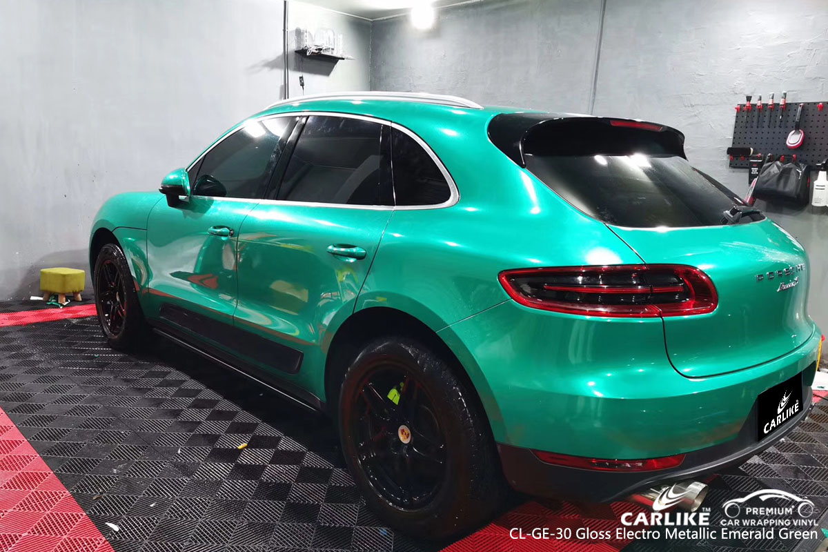 CARLIKE CL-GE-30 gloss electro metallic emerald green car wrap vinyl for Porsche