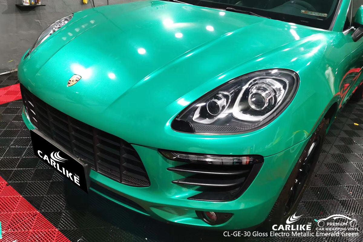 CARLIKE CL-GE-30 gloss electro metallic emerald green car wrap vinyl for Porsche