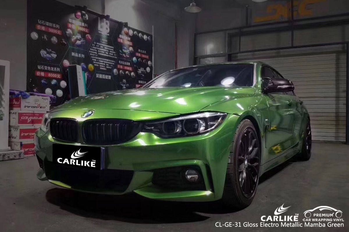 CARLIKE CL-GE-31 gloss electro metallic mamba green car wrap vinyl for BMW