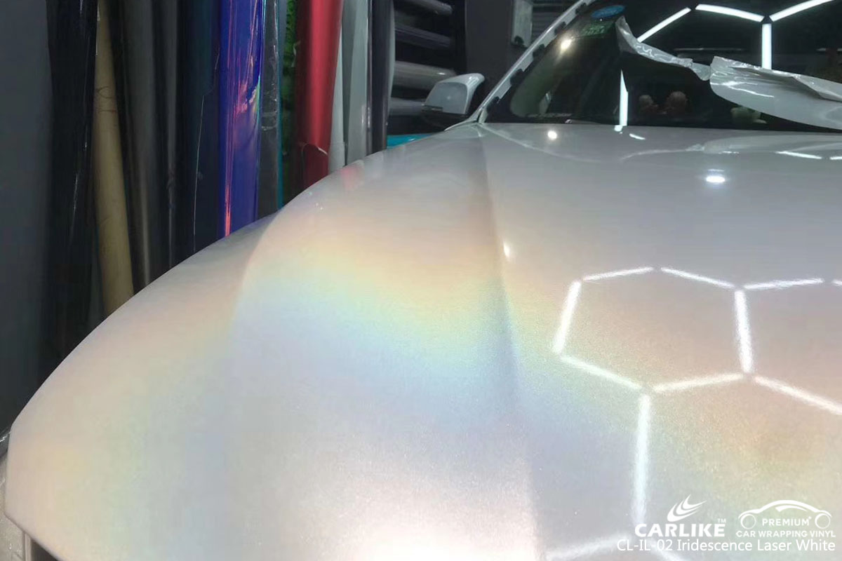 CARLIKE CL-IL-02 iridescence laser white car wrapping vinyl for BMW