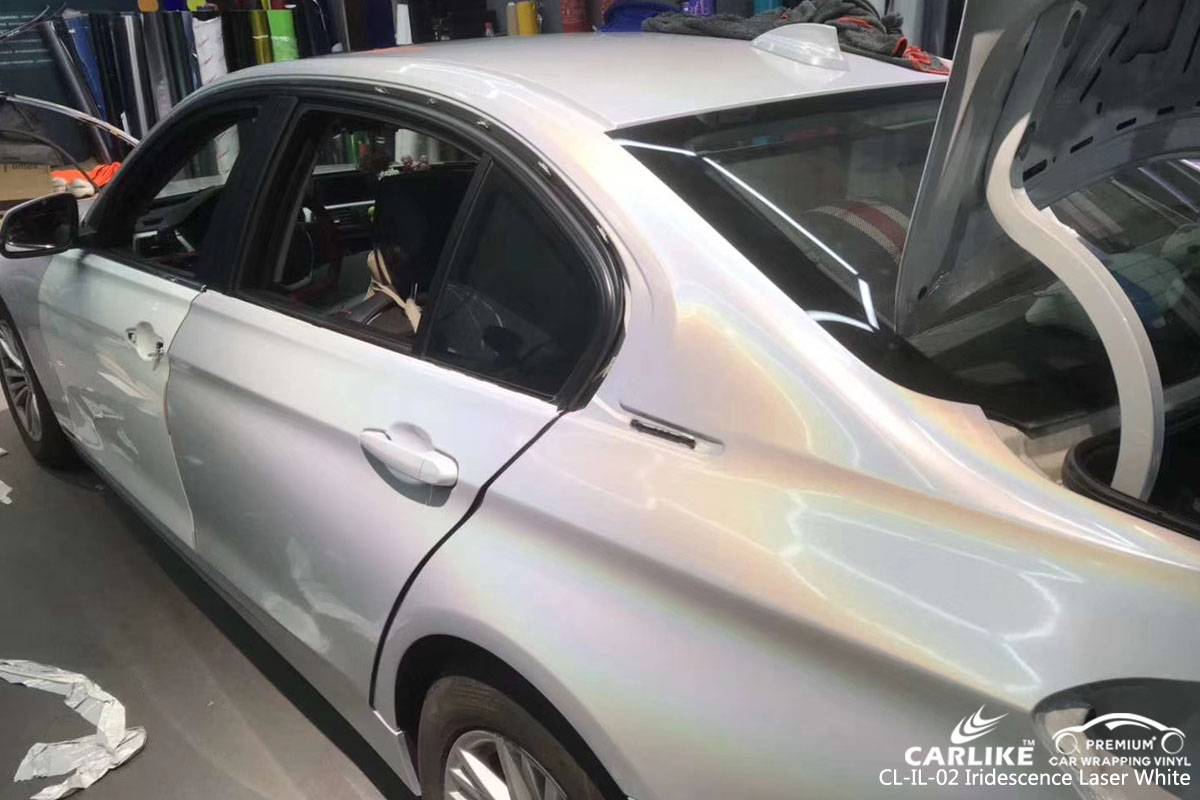 CARLIKE CL-IL-02 iridescence laser white car wrapping vinyl for BMW