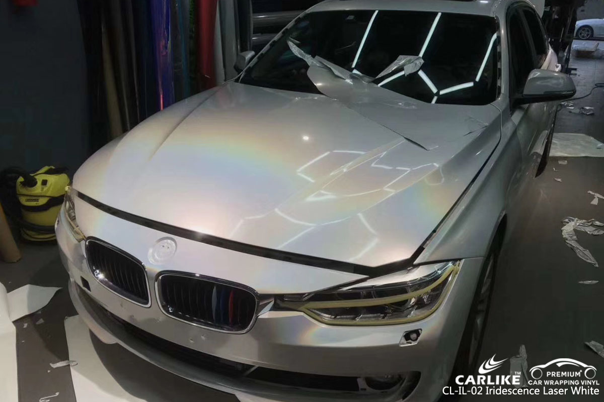CARLIKE CL-IL-02 iridescence laser white car wrapping vinyl for BMW
