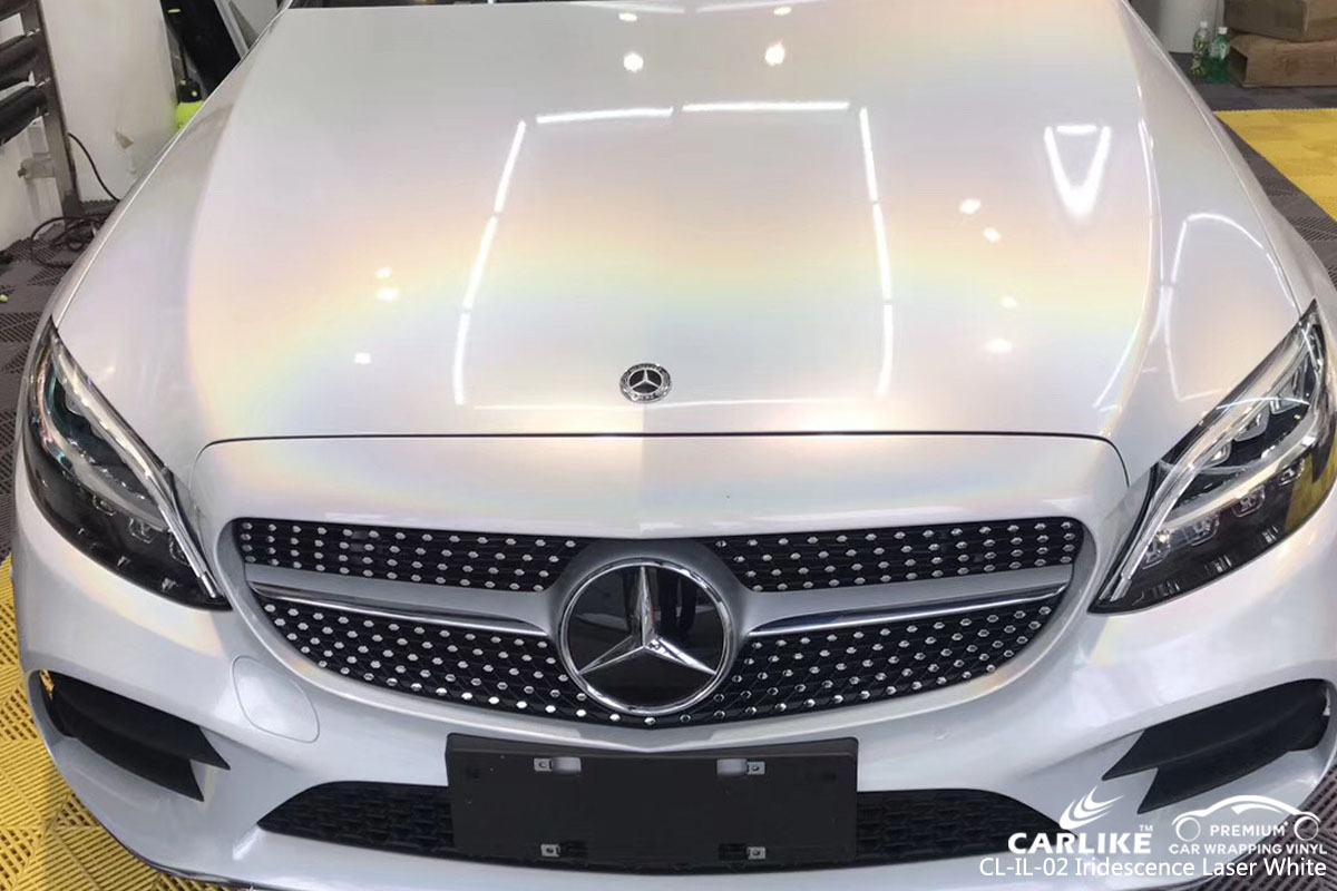 CARLIKE CL-IL-02 iridescence laser white car wrap vinyl for Mercedes-Benz
