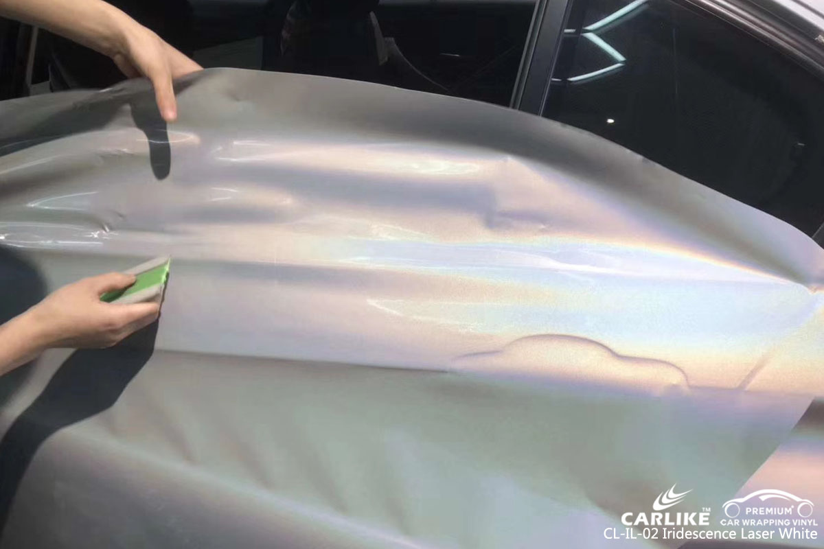 CARLIKE CL-IL-02 iridescence laser white car wrapping vinyl for BMW