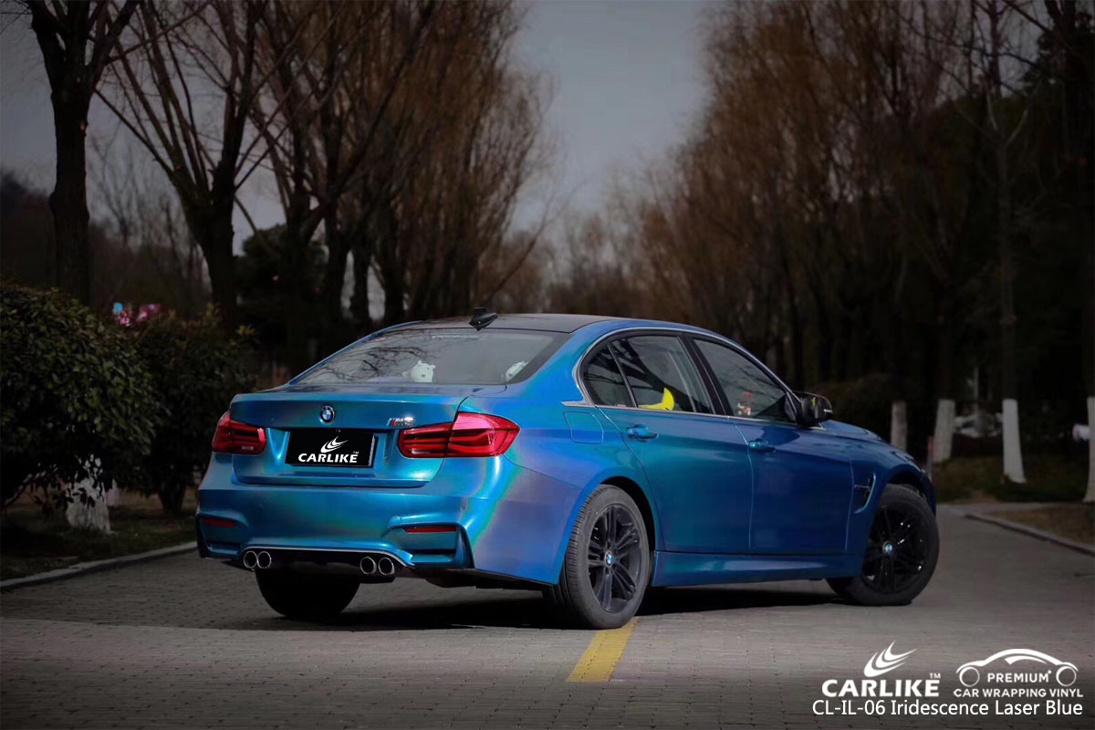 CARLIKE CL-IL-06 iridescence laser blue car wrapping vinyl for BMW