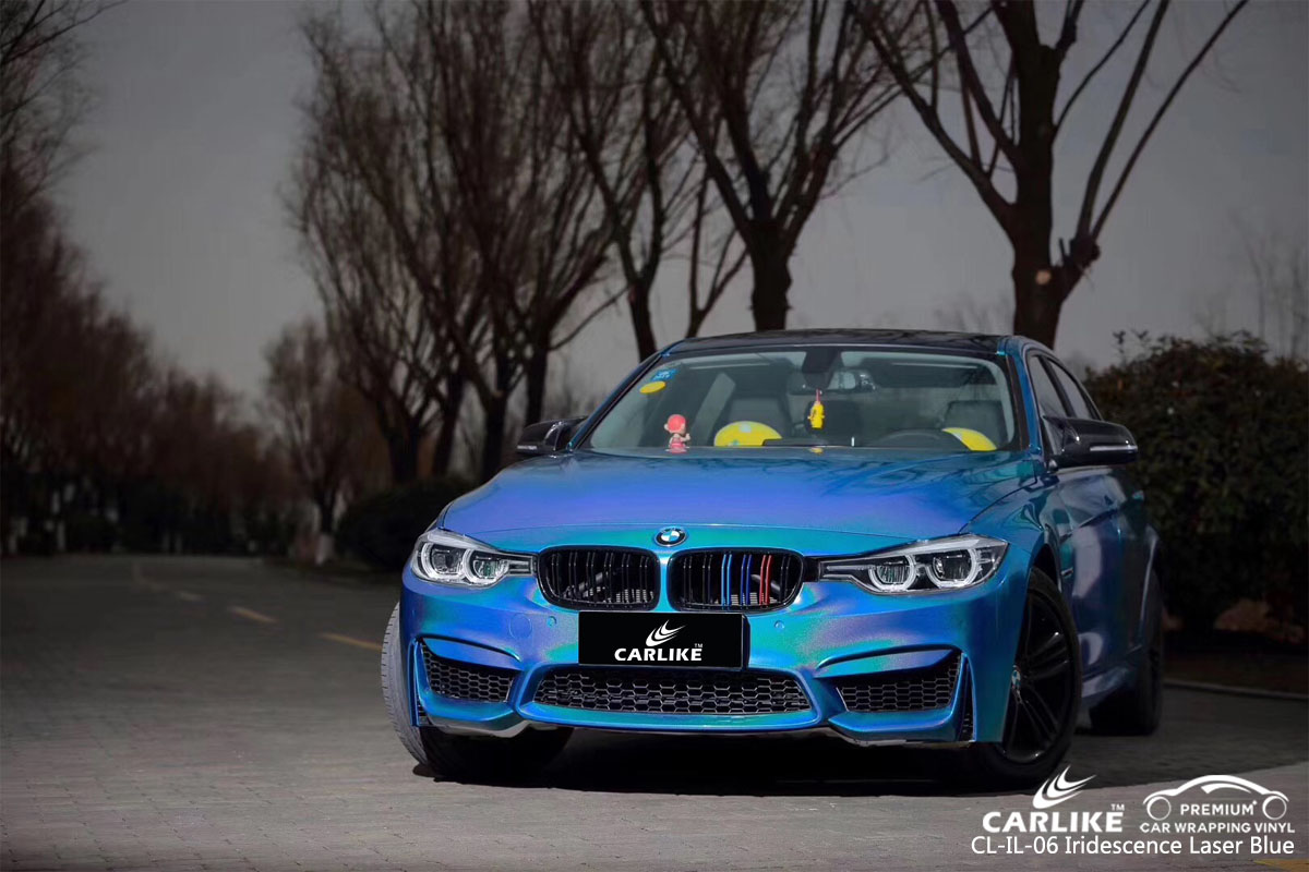 CARLIKE CL-IL-06 iridescence laser blue car wrapping vinyl for BMW