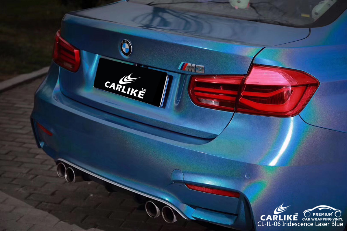 CARLIKE CL-IL-06 iridescence laser blue car wrapping vinyl for BMW