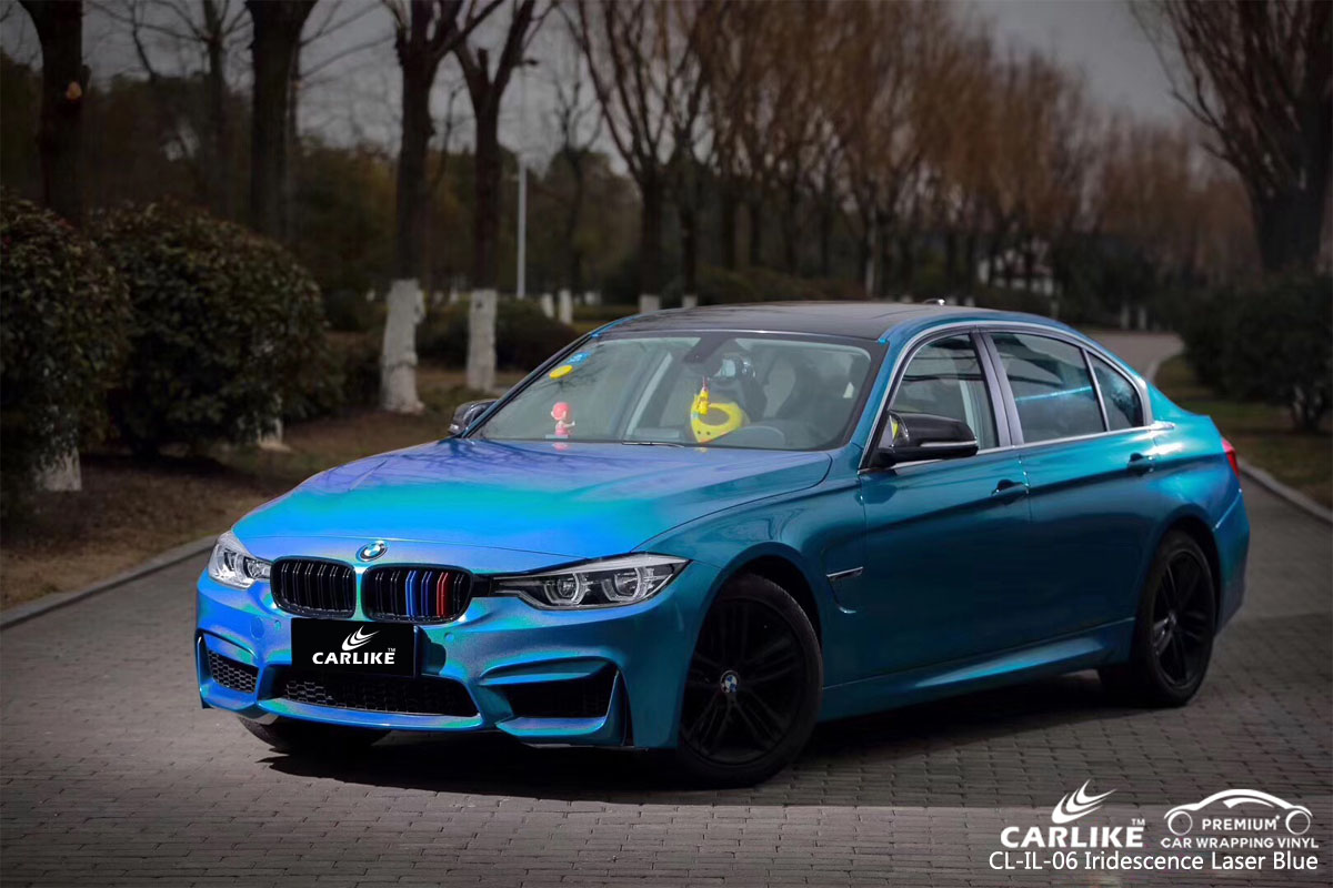 CARLIKE CL-IL-06 iridescence laser blue car wrapping vinyl for BMW