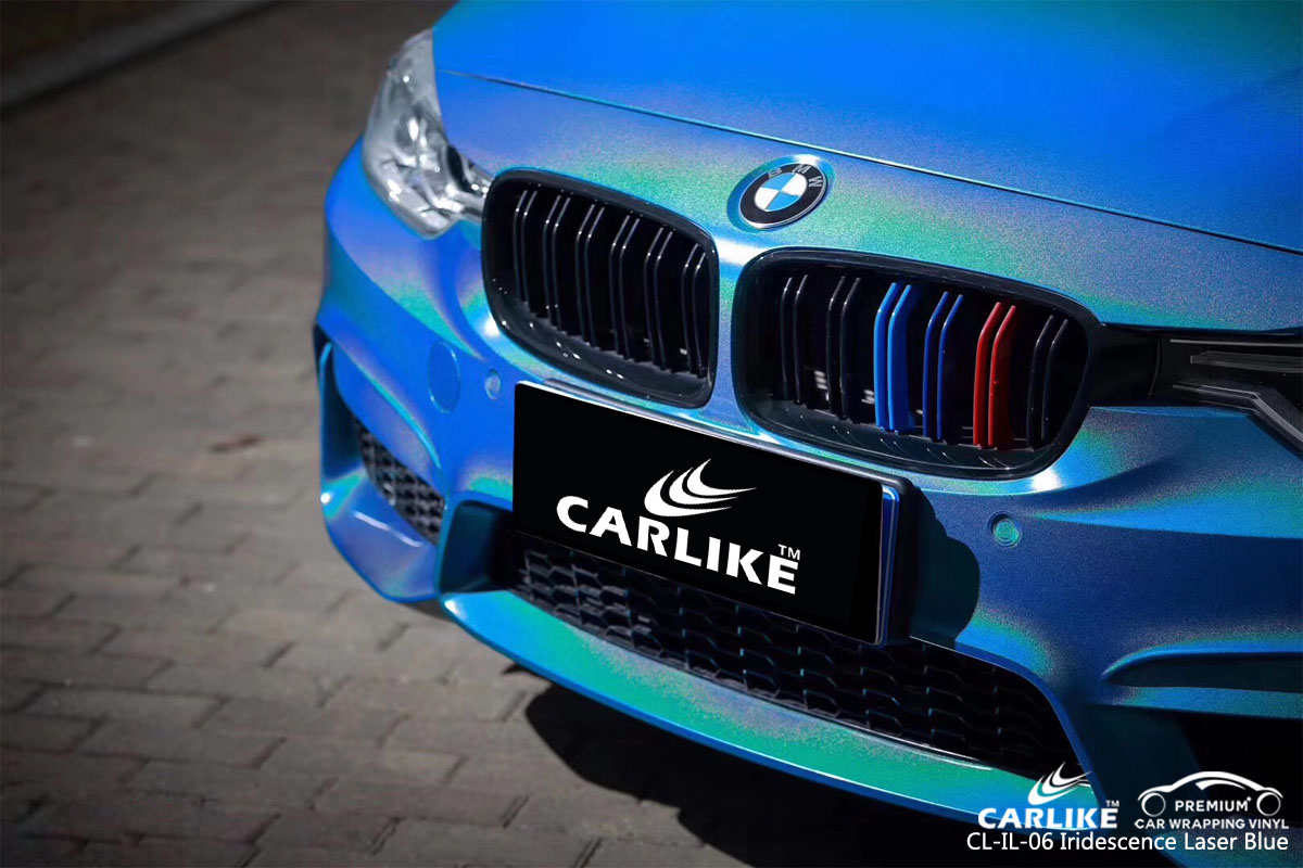 CARLIKE CL-IL-06 iridescence laser blue car wrapping vinyl for BMW