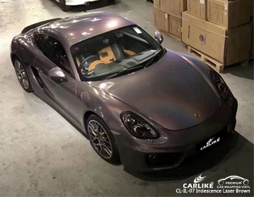 CARLIKE CL-IL-07 Yanardönerlik lazer kahverengi Porsche için araba sarma vinil