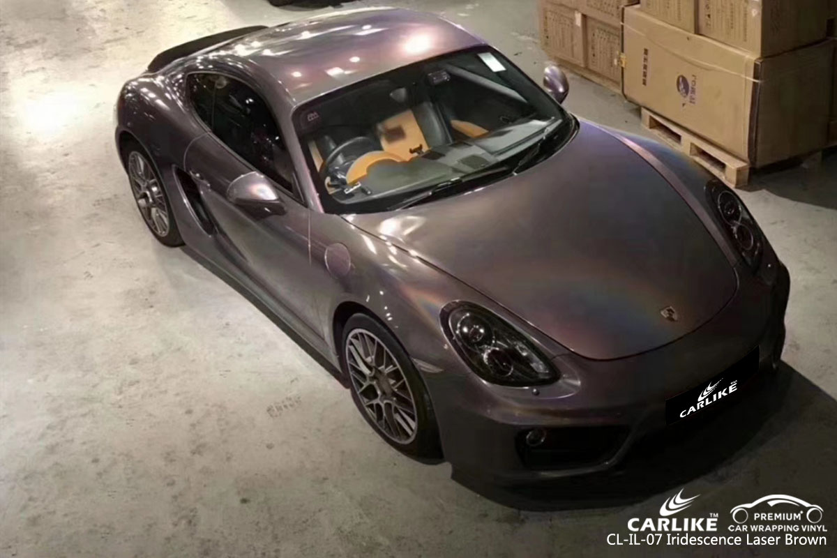 CARLIKE CL-IL-07 iridescence laser brown car wrap vinyl for Porsche