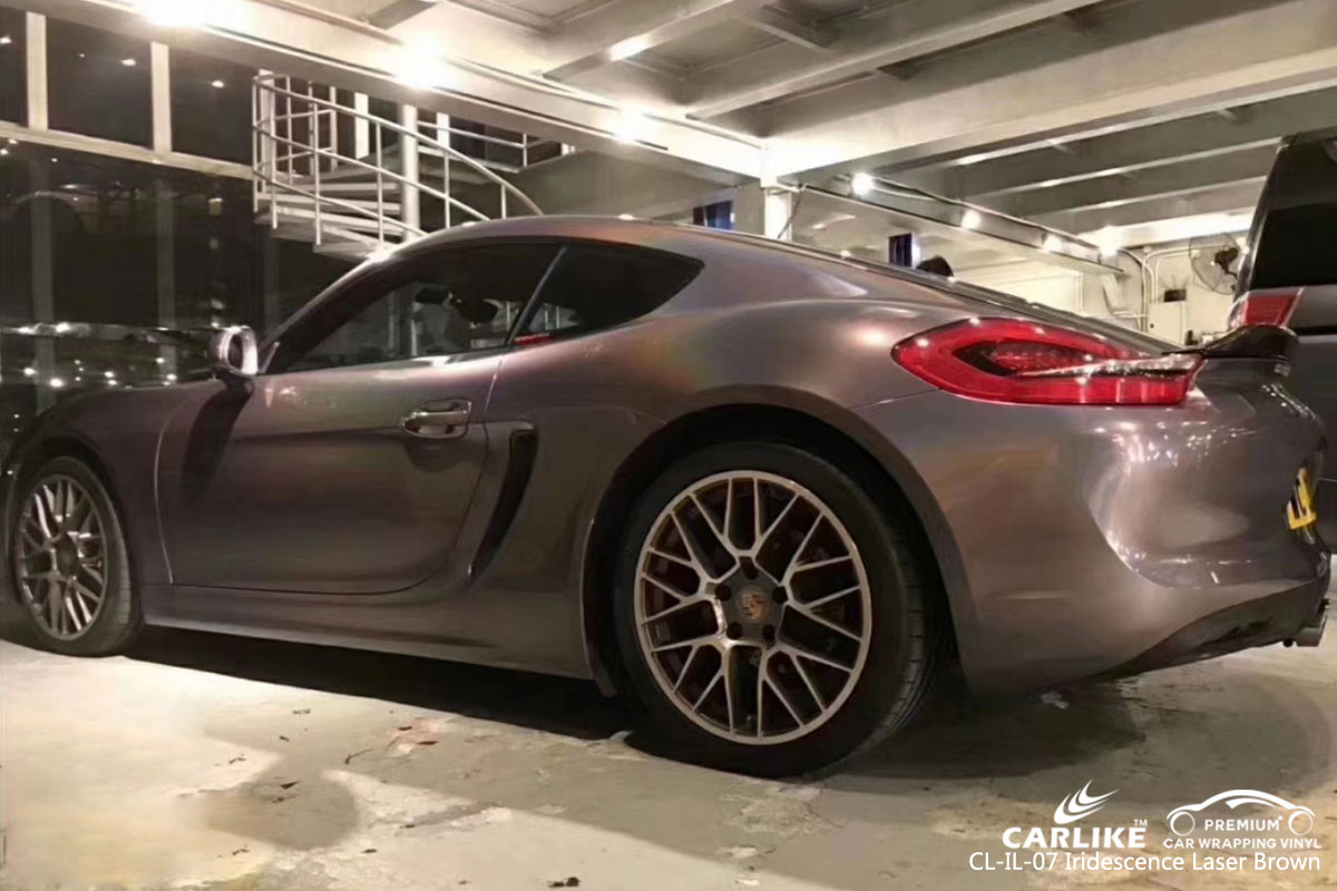 CARLIKE CL-IL-07 iridescence laser brown car wrap vinyl for Porsche