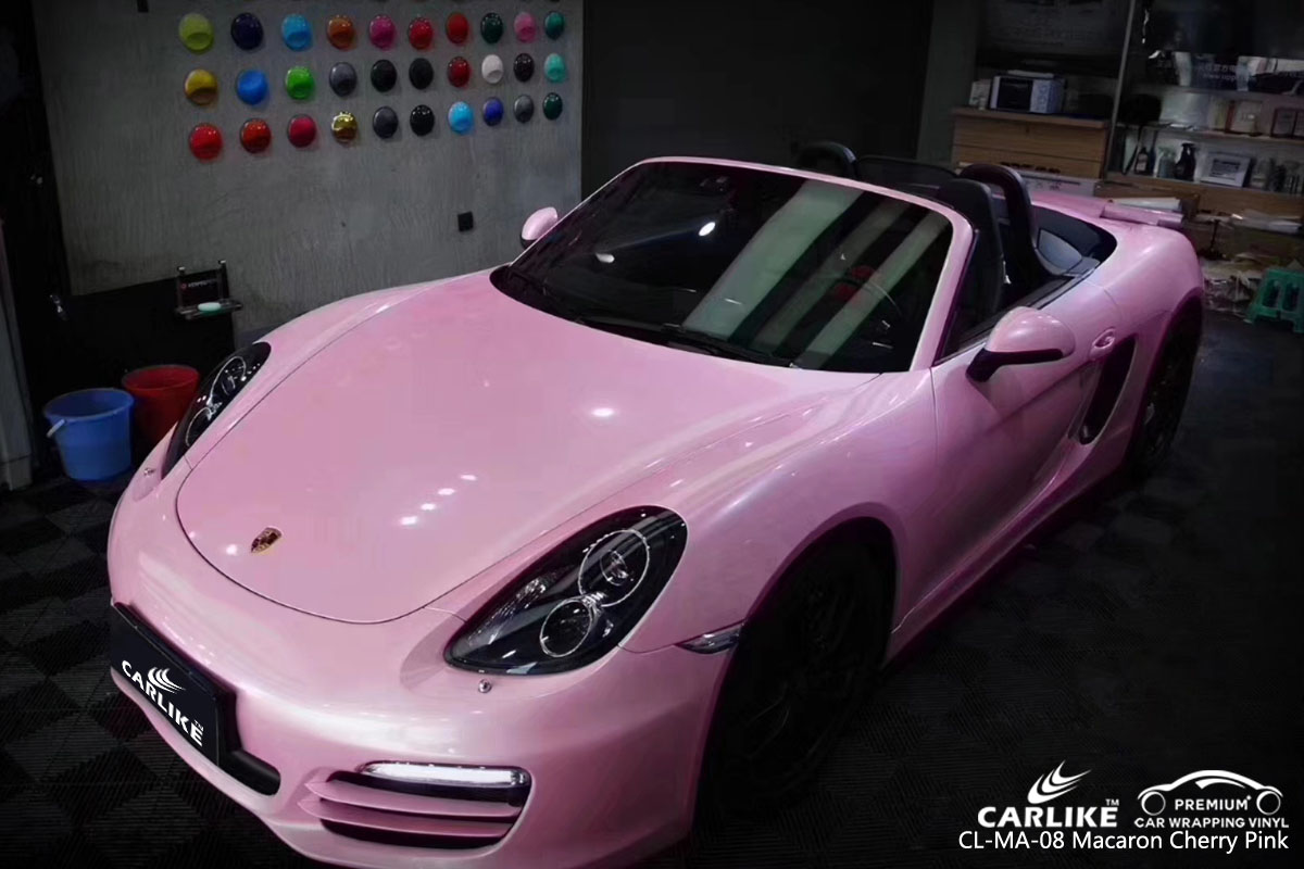 CARLIKE CL-MA-08 macaron cherry pink car wrapping vinyl for Porsche