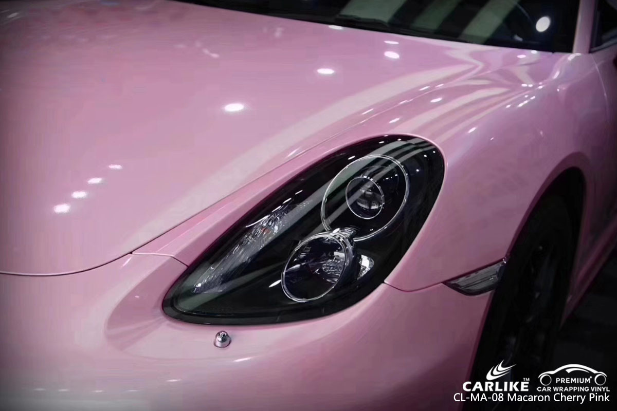 CARLIKE CL-MA-08 macaron cherry pink car wrapping vinyl for Porsche