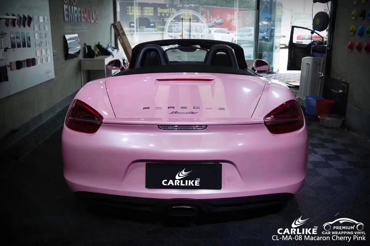 CARLIKE CL-MA-08 macaron cherry pink car wrapping vinyl for Porsche