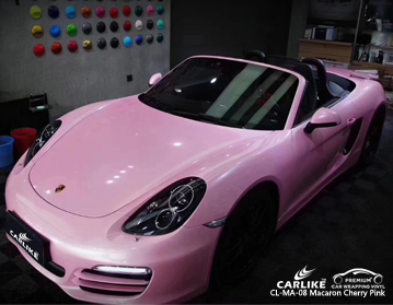 CARLIKE CL-MA-08 Macaron kiraz pembe araba sarma vinil Porsche için