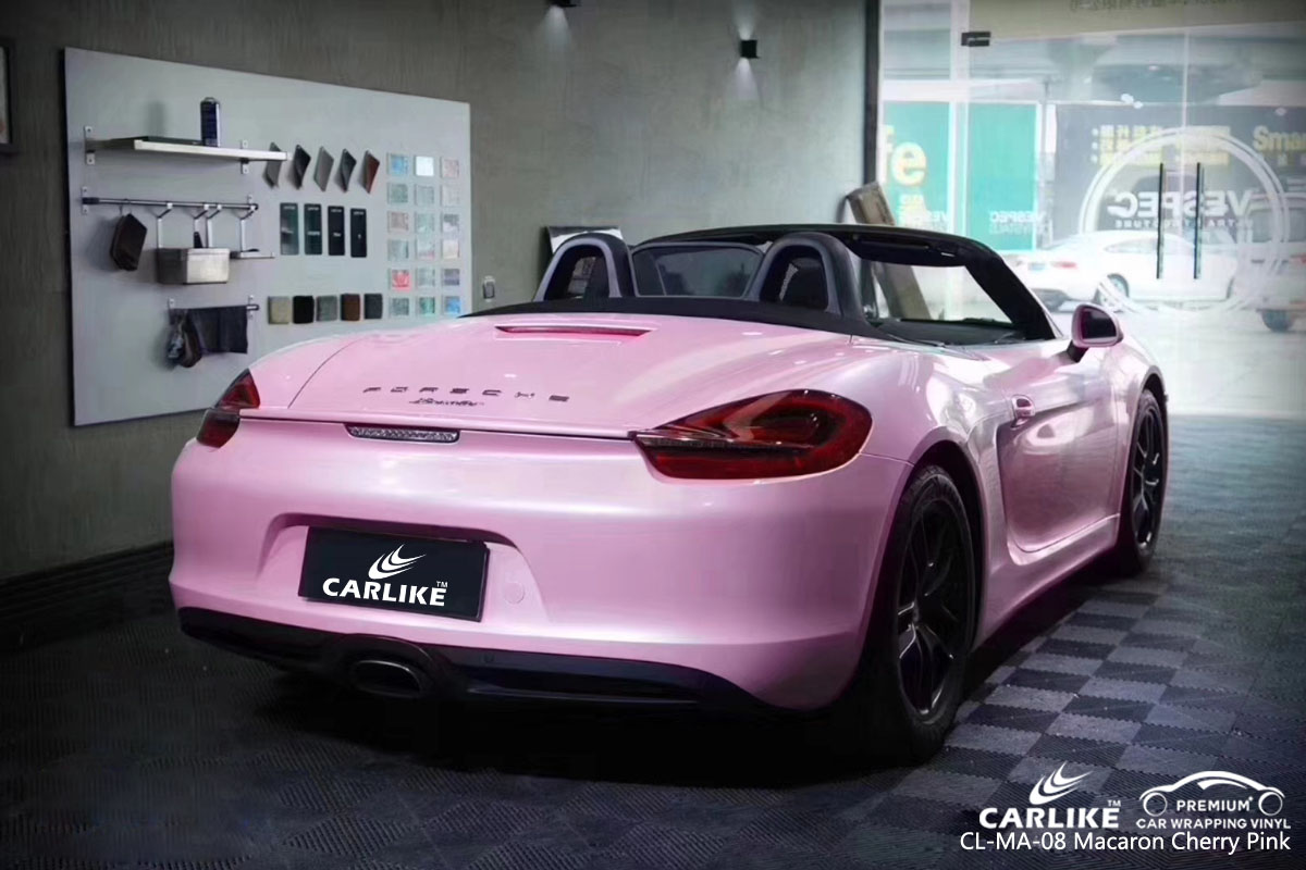 CARLIKE CL-MA-08 macaron cherry pink car wrapping vinyl for Porsche