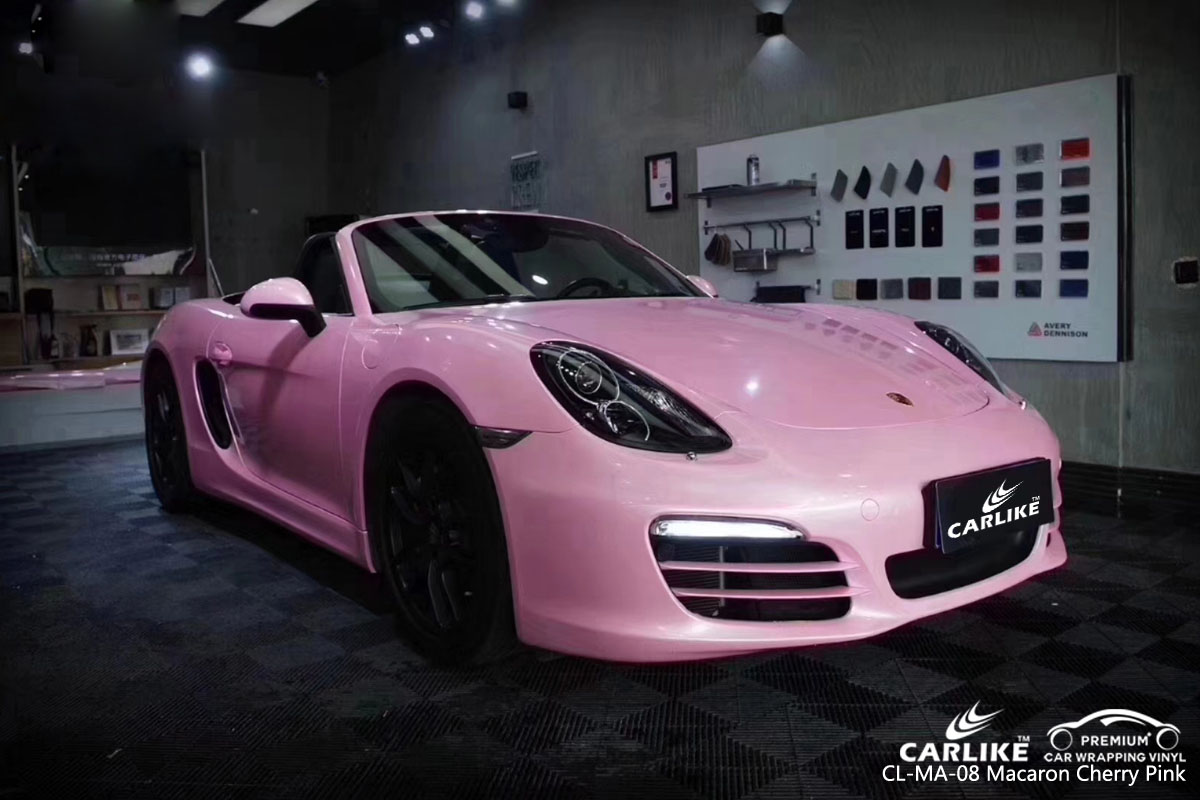CARLIKE CL-MA-08 macaron cherry pink car wrapping vinyl for Porsche
