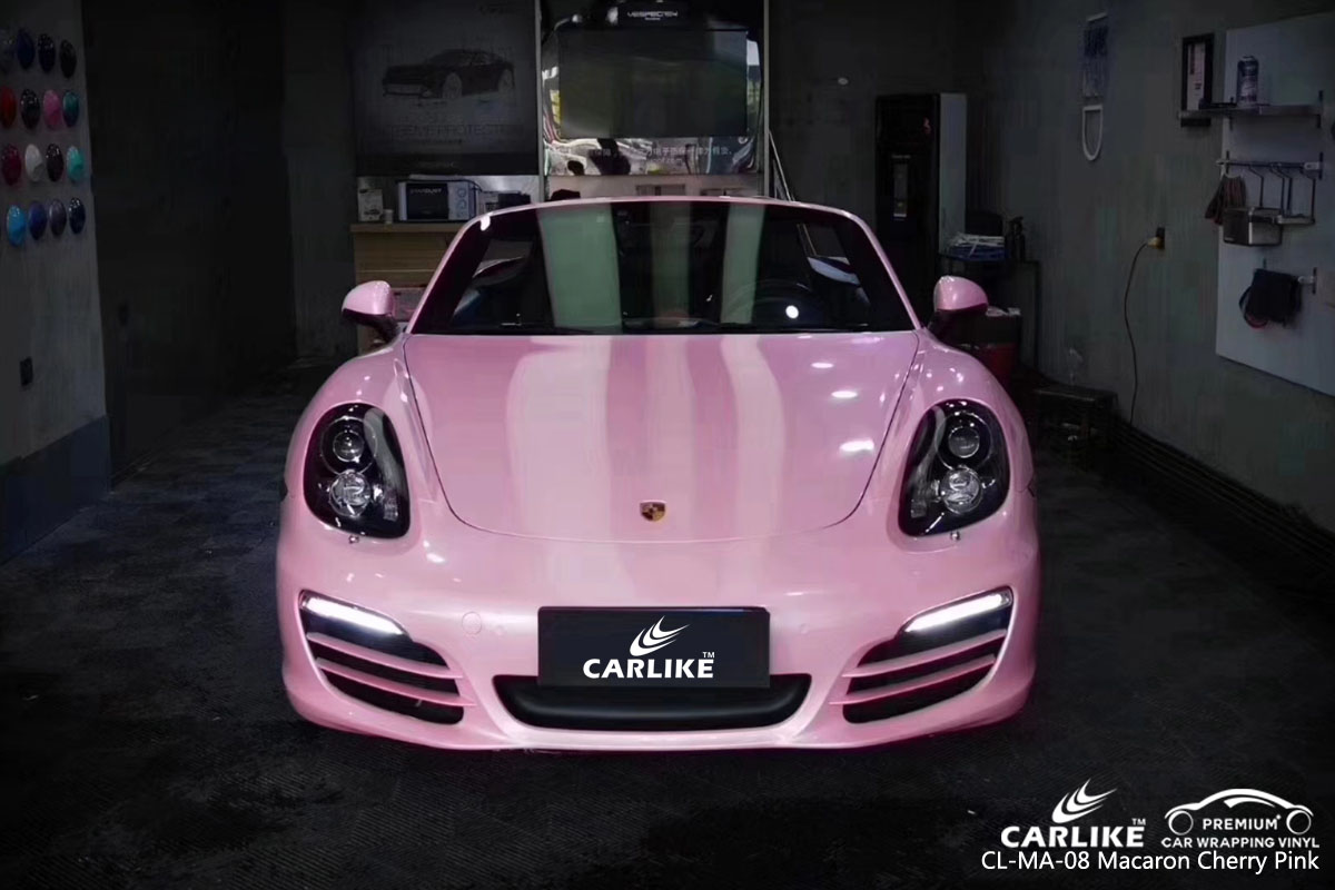 CARLIKE CL-MA-08 macaron cherry pink car wrapping vinyl for Porsche