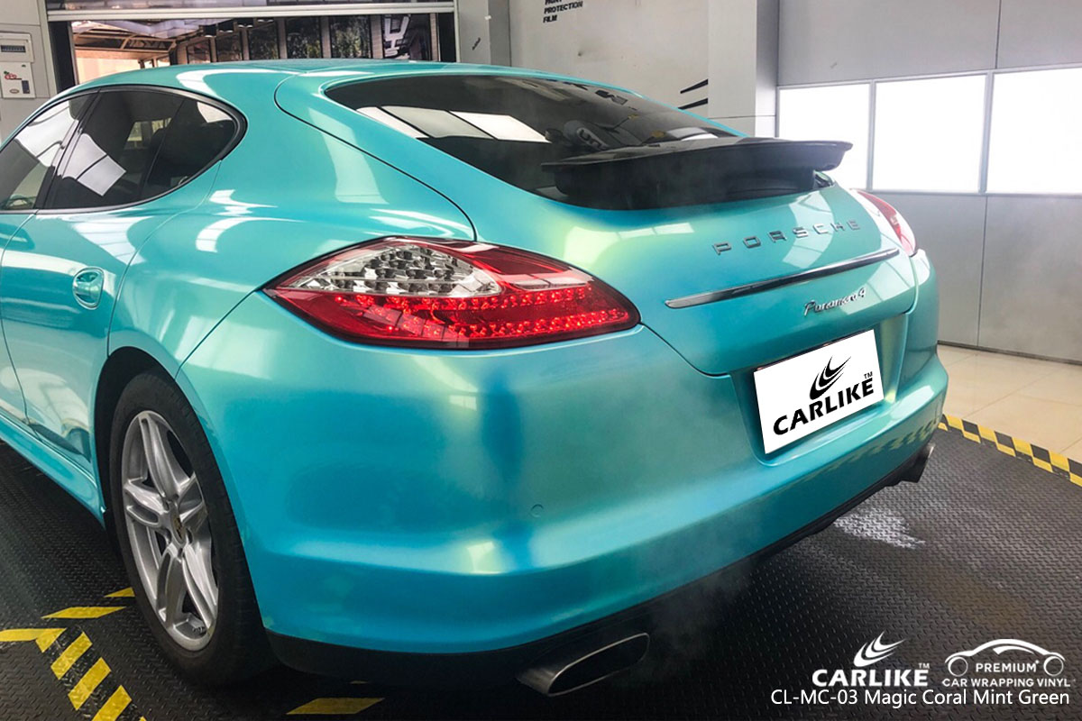 CARLIKE CL-MC-03 magic coral mint green car wrap vinyl for Porsche