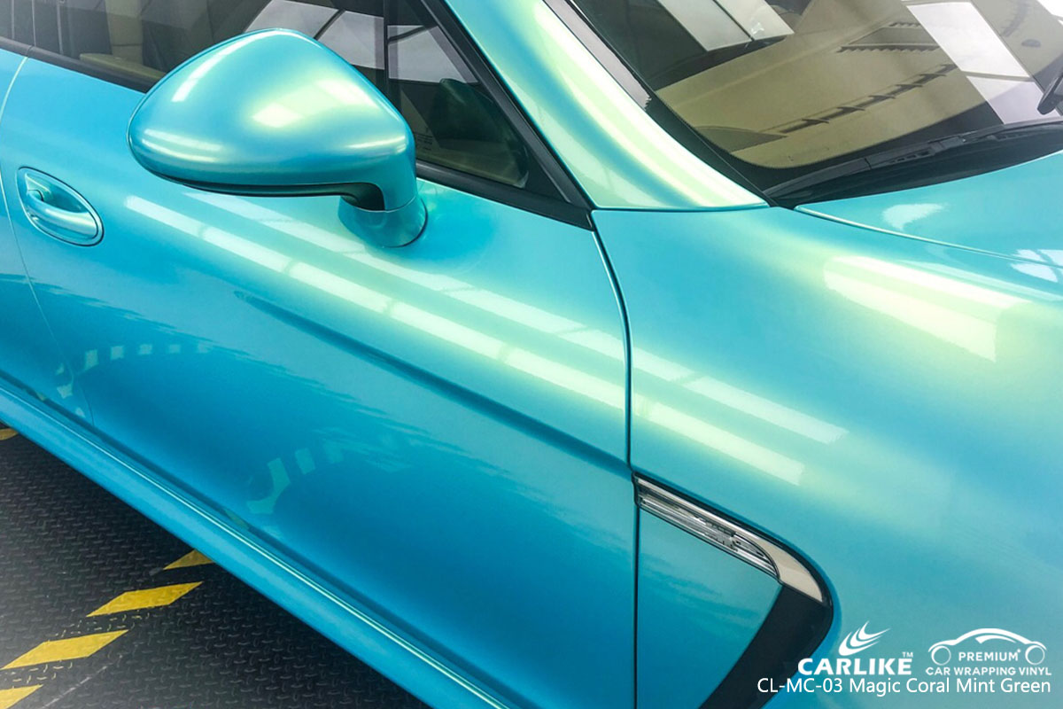 CARLIKE CL-MC-03 magic coral mint green car wrap vinyl for Porsche