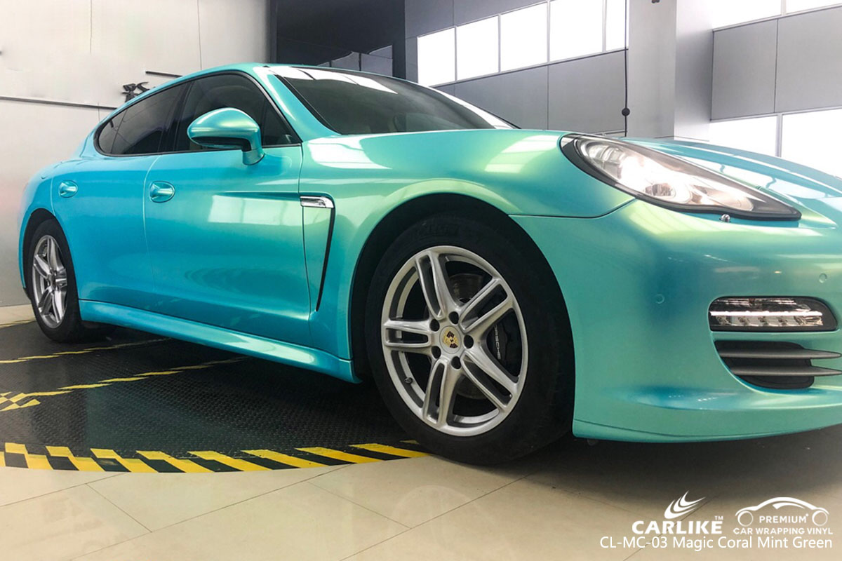 CARLIKE CL-MC-03 magic coral mint green car wrap vinyl for Porsche