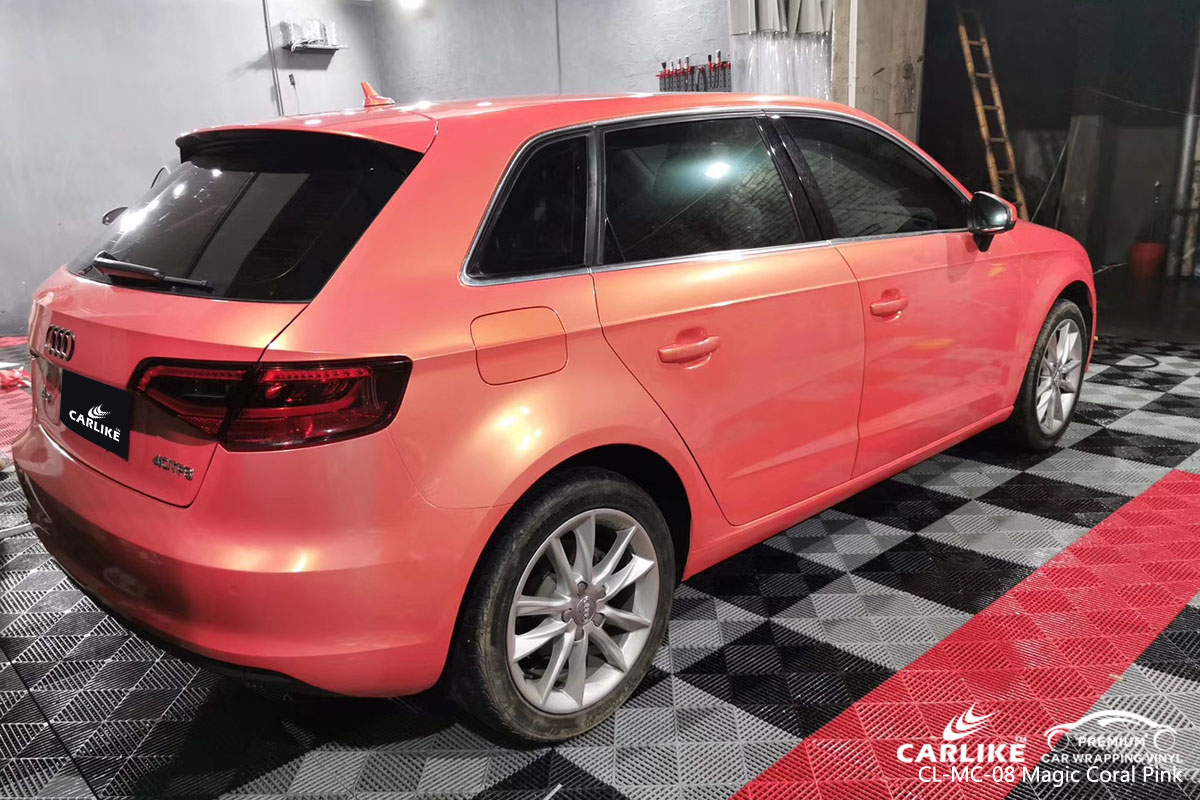 CARLIKE CL-MC-08 magic coral pink car wrap vinyl for Audi
