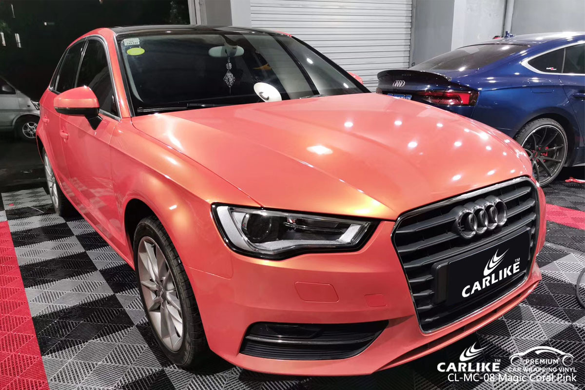 CARLIKE CL-MC-08 magic coral pink car wrap vinyl for Audi