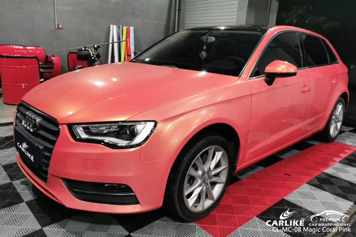 CARLIKE CL-MC-08 magic coral pink car wrap vinyl for Audi