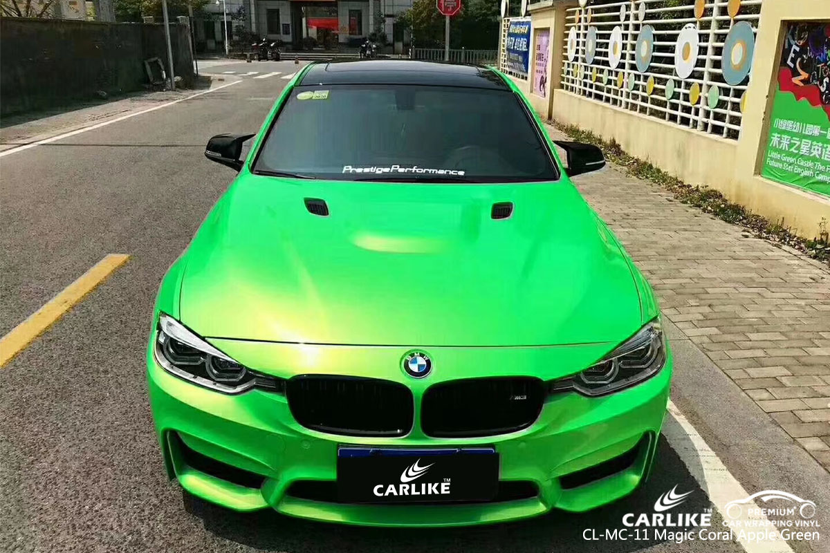 CARLIKE CL-MC-11 BMW için sihirli mercan elma yeşil araba sarma vinil
