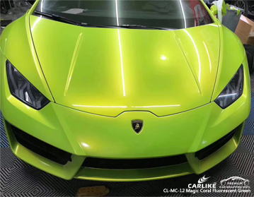 CARLIKE CL-MC-12 Lamborghini için sihirli mercan floresan yeşil araba sarma vinil