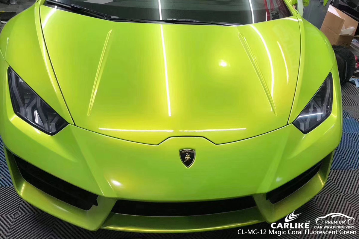 CARLIKE CL-MC-12 magic coral fluorescent green car wrap vinyl for Lamborghini