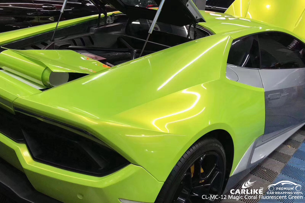 CARLIKE CL-MC-12 magic coral fluorescent green car wrap vinyl for Lamborghini