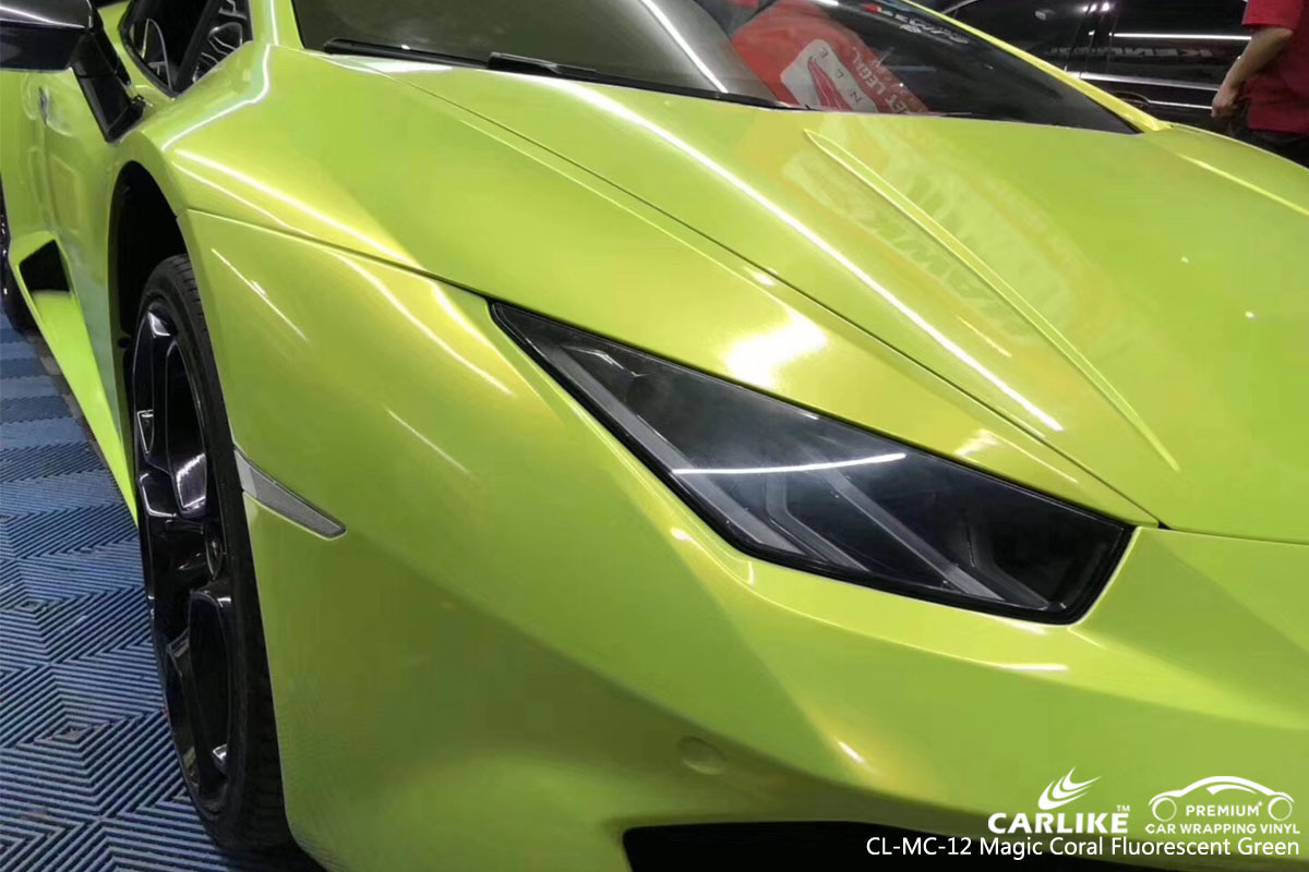 CARLIKE CL-MC-12 magic coral fluorescent green car wrap vinyl for Lamborghini