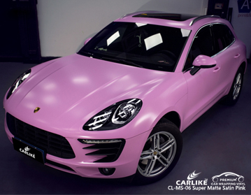 CARLIKE CL-MS-06 Porsche için süper mat saten pembe araba sarma vinil